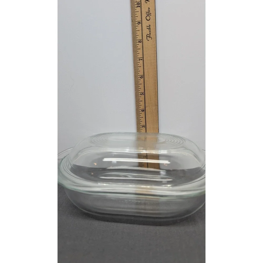 Pyrex Oval Refrigerator Dish 602-B 602-C Clear Ribbed Glass Lid Vintage Storage